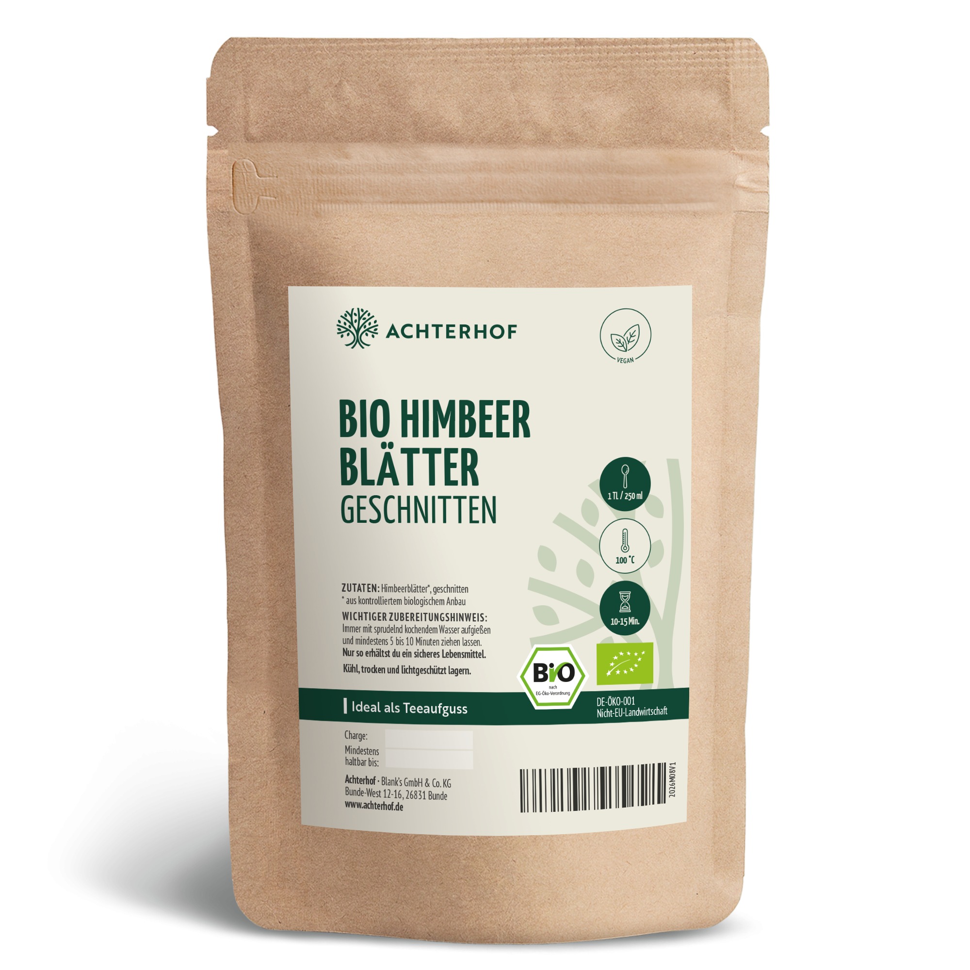 Himbeerblätter geschnitten Bio (100g)