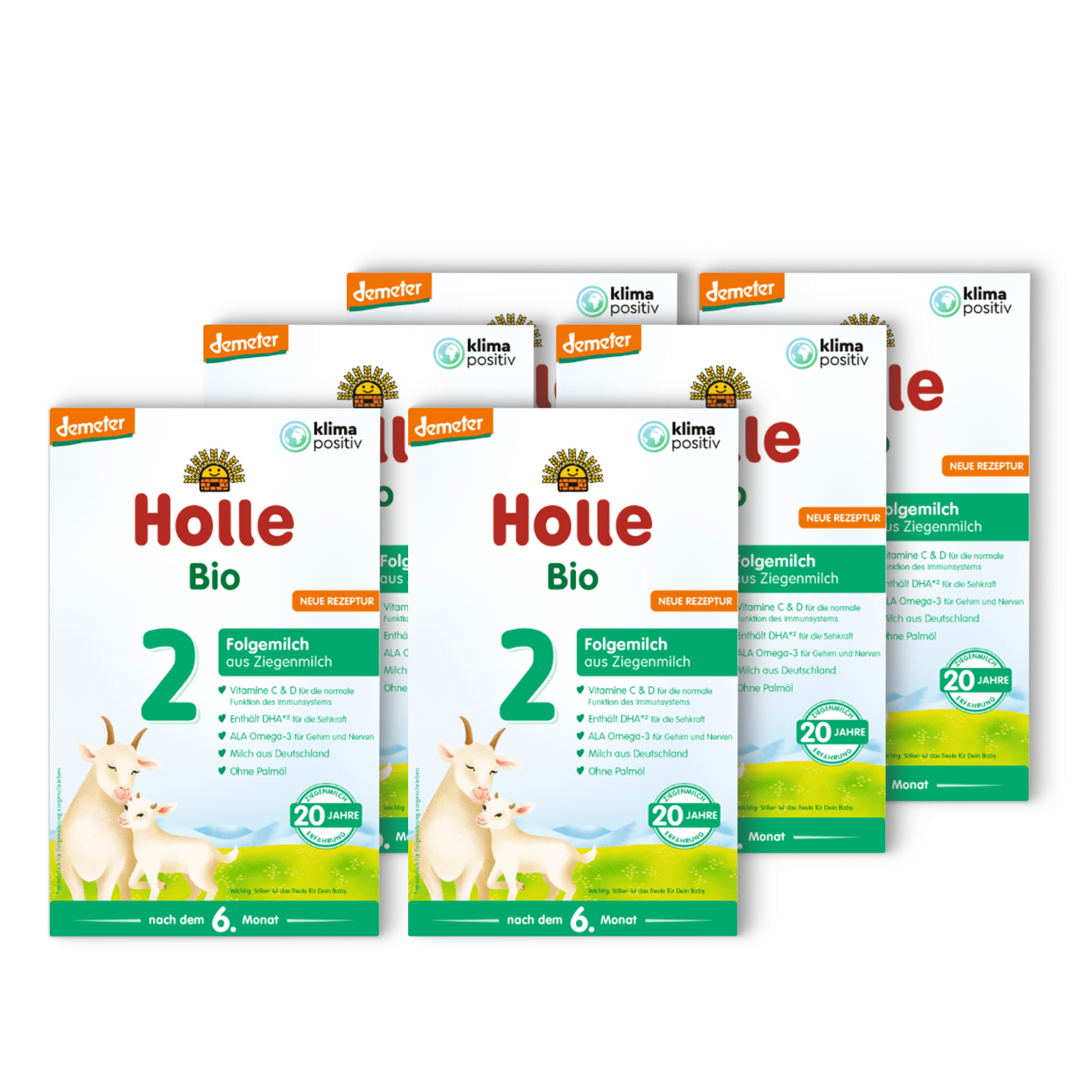 6er Pack Demeter Folgemilch 2 auf Ziegenmilchbasis nach dem 6. Monat (400g)