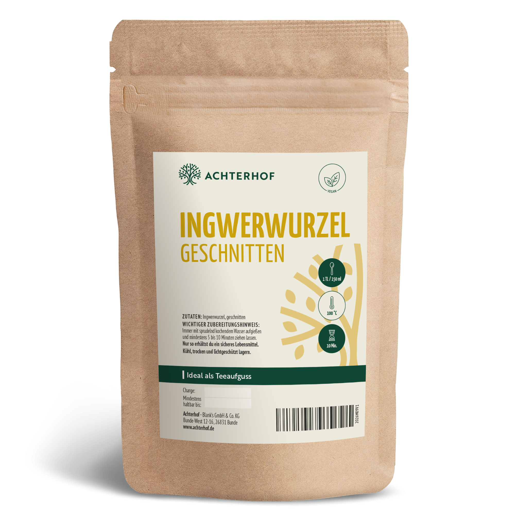Ingwerwurzel geschnitten (500g)