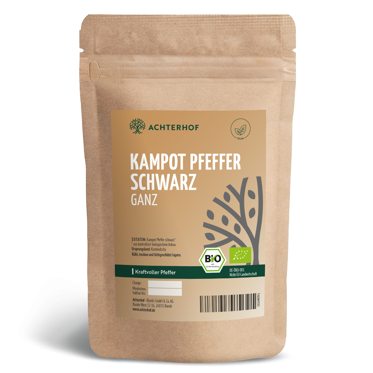 Kampot Pfeffer schwarz ganz Bio (100g)