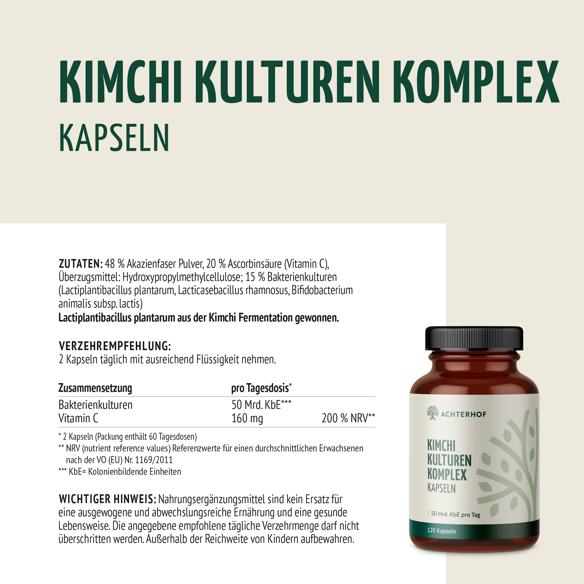Kimchi Kulturen Komplex (120 Kapseln)