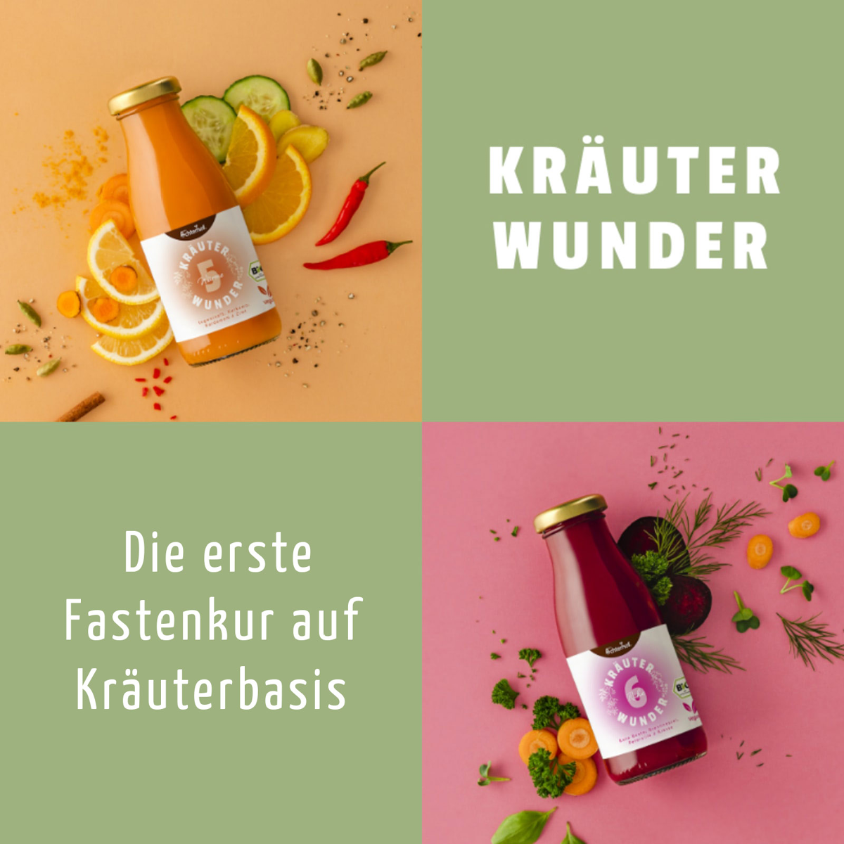 Kräuterwunder Bio Fastenkur 1 - 7 Tage (6 Flachen pro Tag)