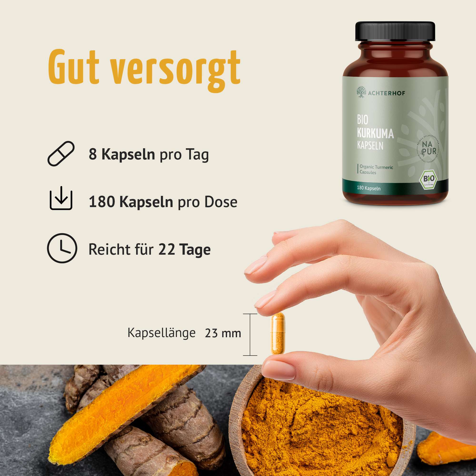 Kurkuma Kapseln Bio (180 Kapseln)
