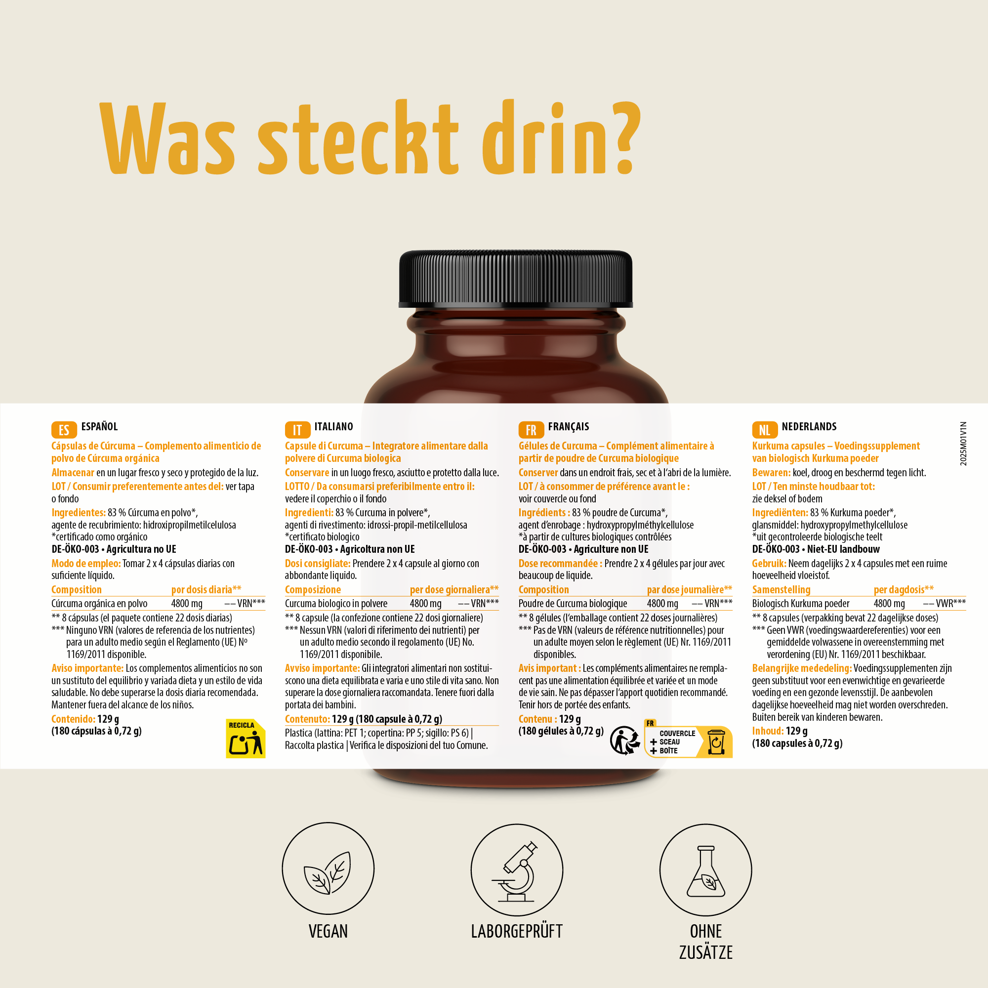 Kurkuma Kapseln Bio (180 Kapseln)