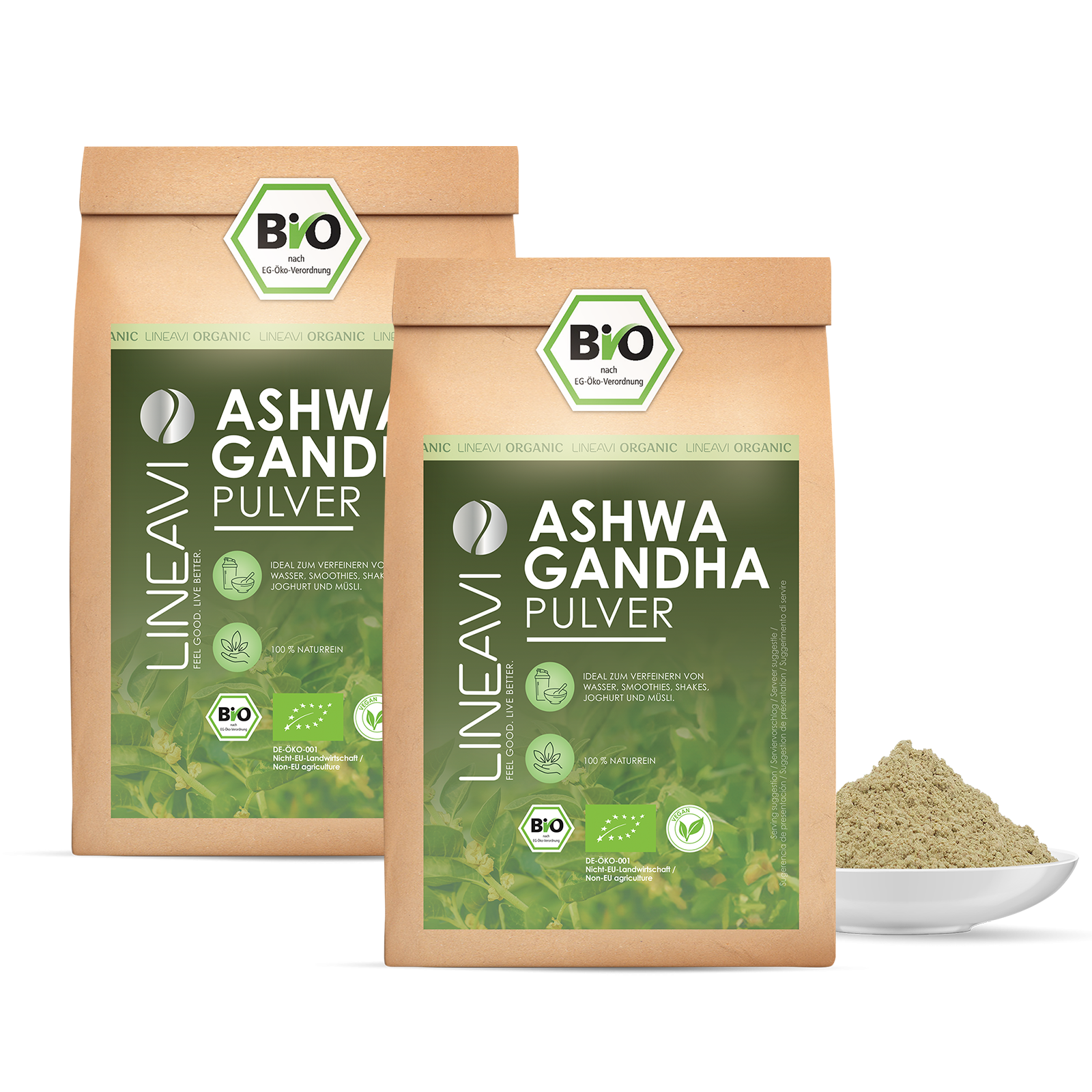 Doppelpack: Ashwagandhapulver bio (2x1000g)