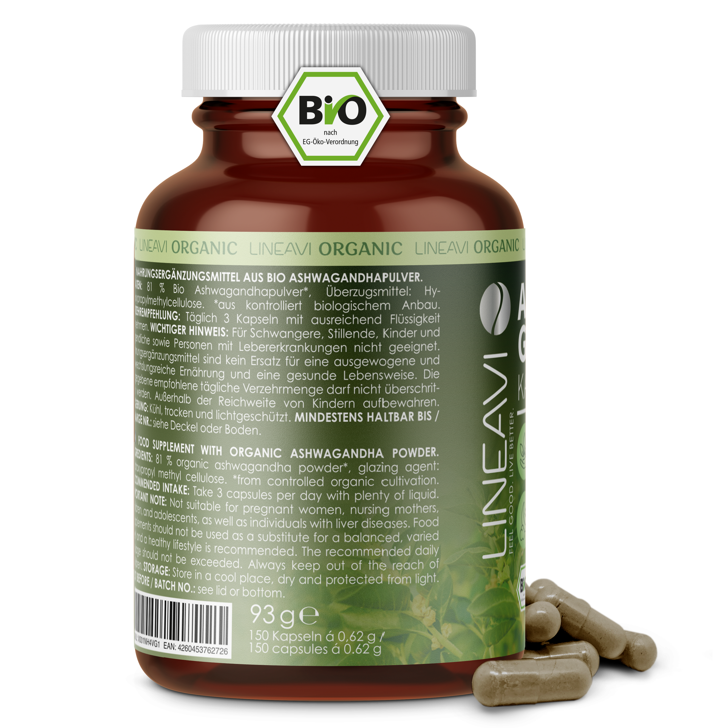Doppelpack: Ashwagandha Kapseln bio (2x150 Kapseln)