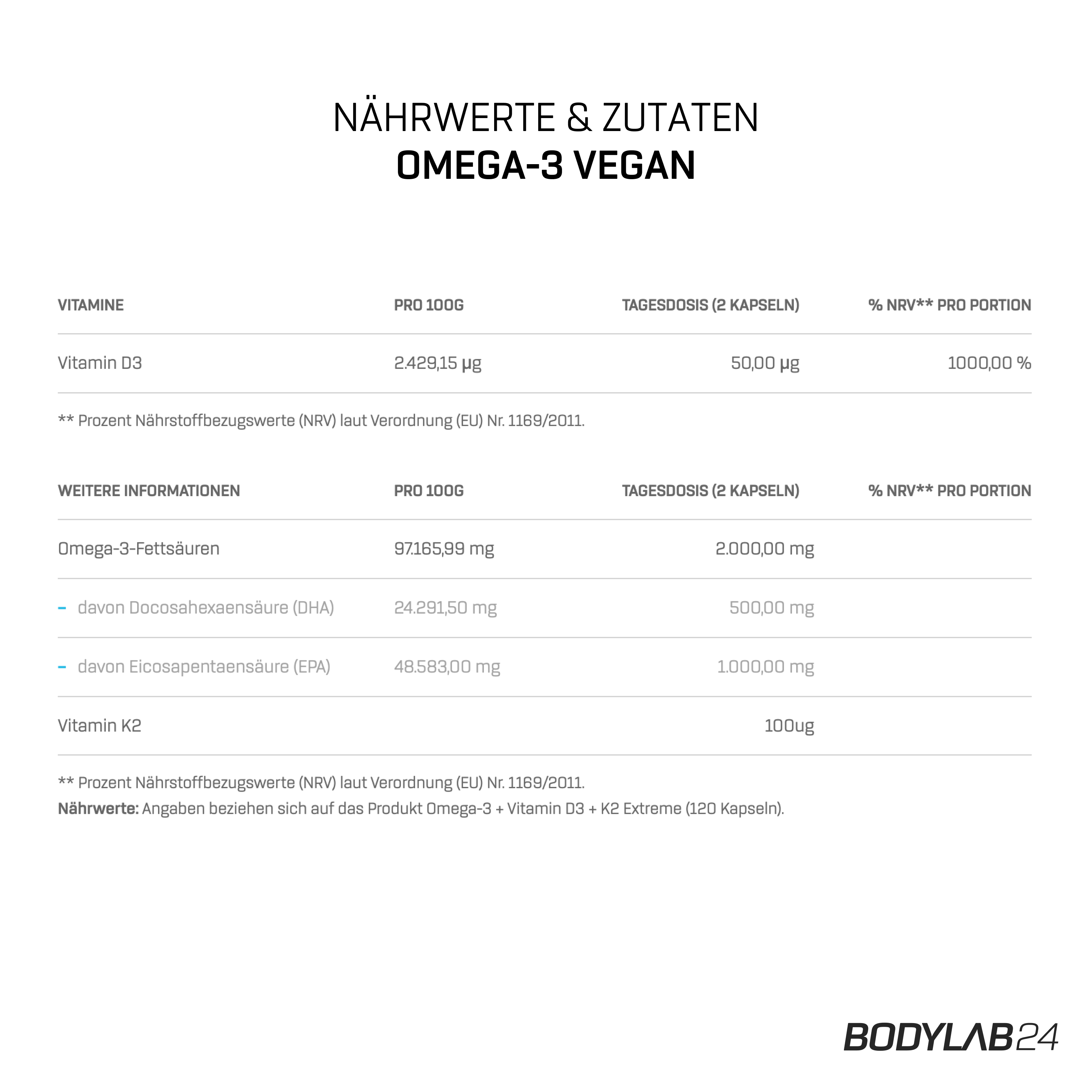 3 x Vegan Omega 3 (120 Kapseln)