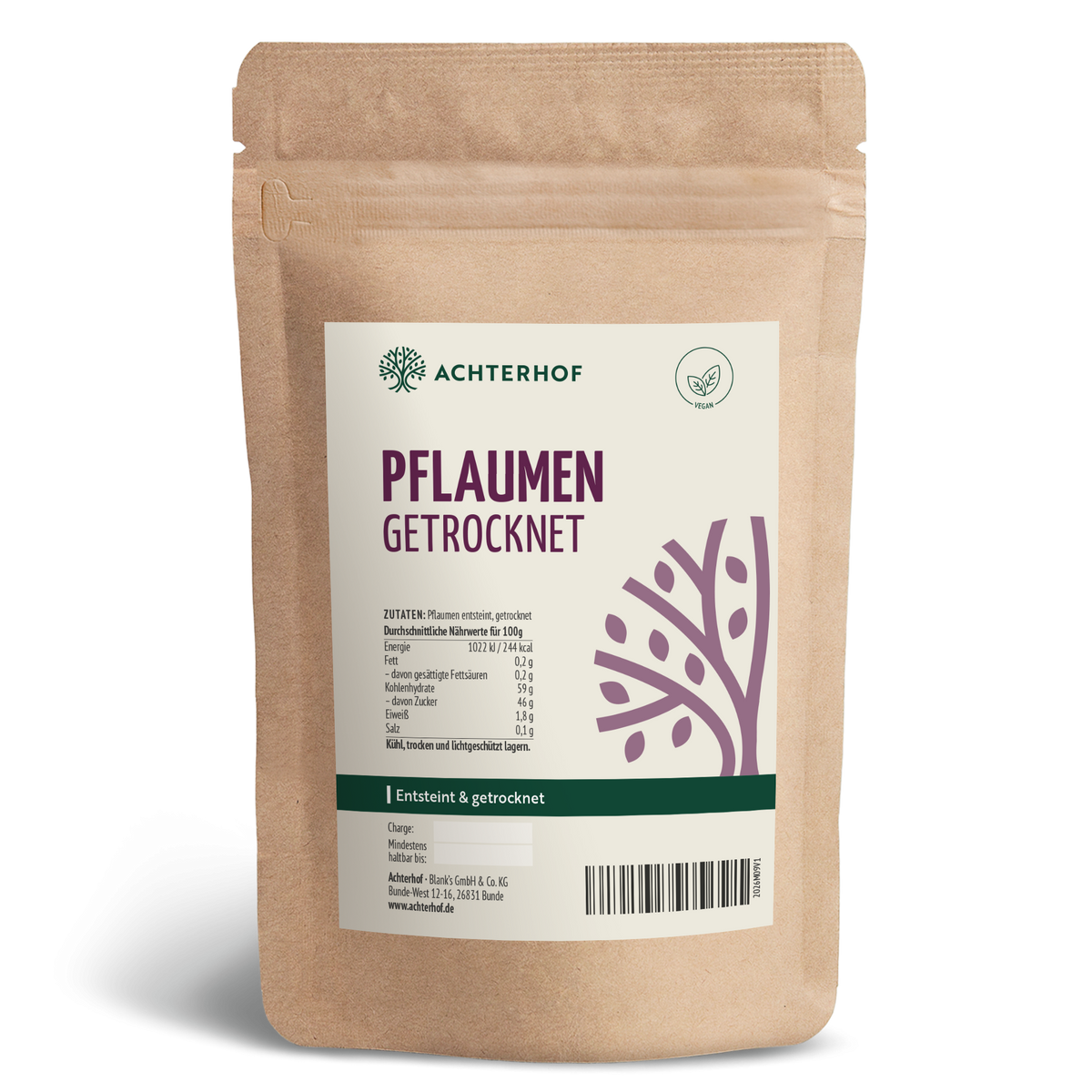 Pflaumen entsteint & getrocknet (1000g)