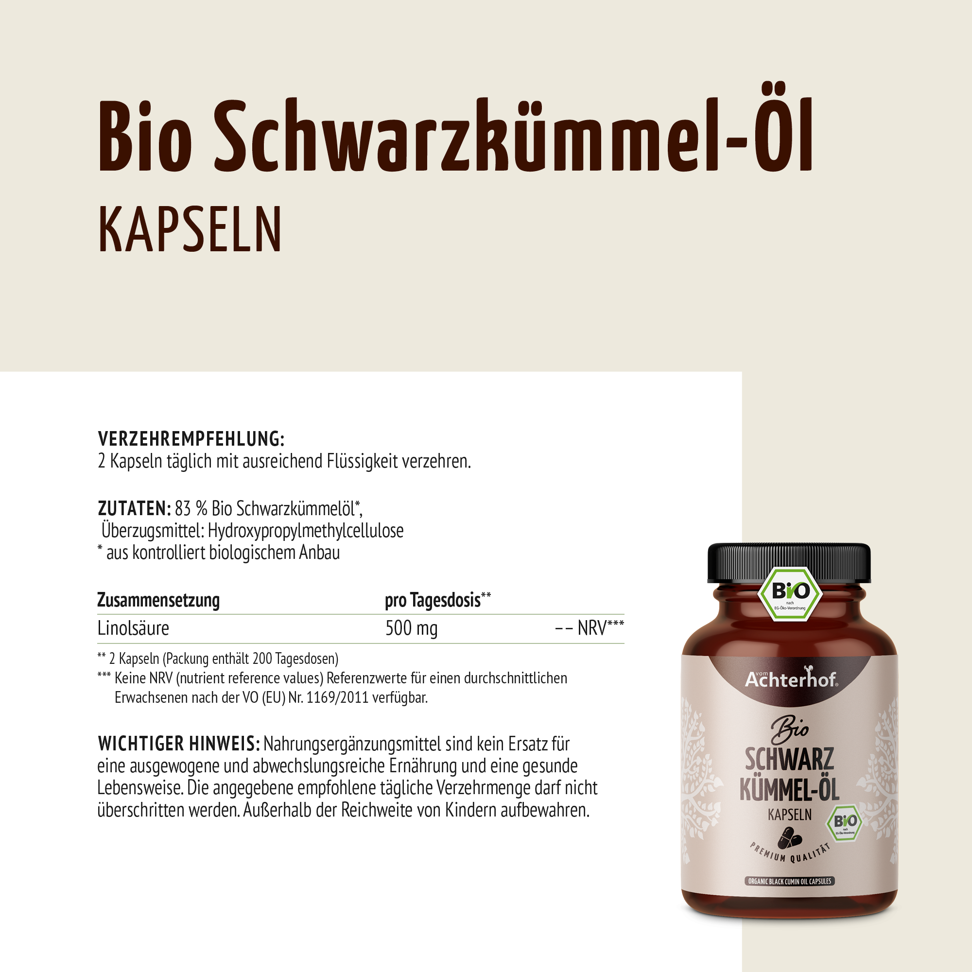 Schwarzkümmel-Öl Kapseln Bio (400 Kapseln)