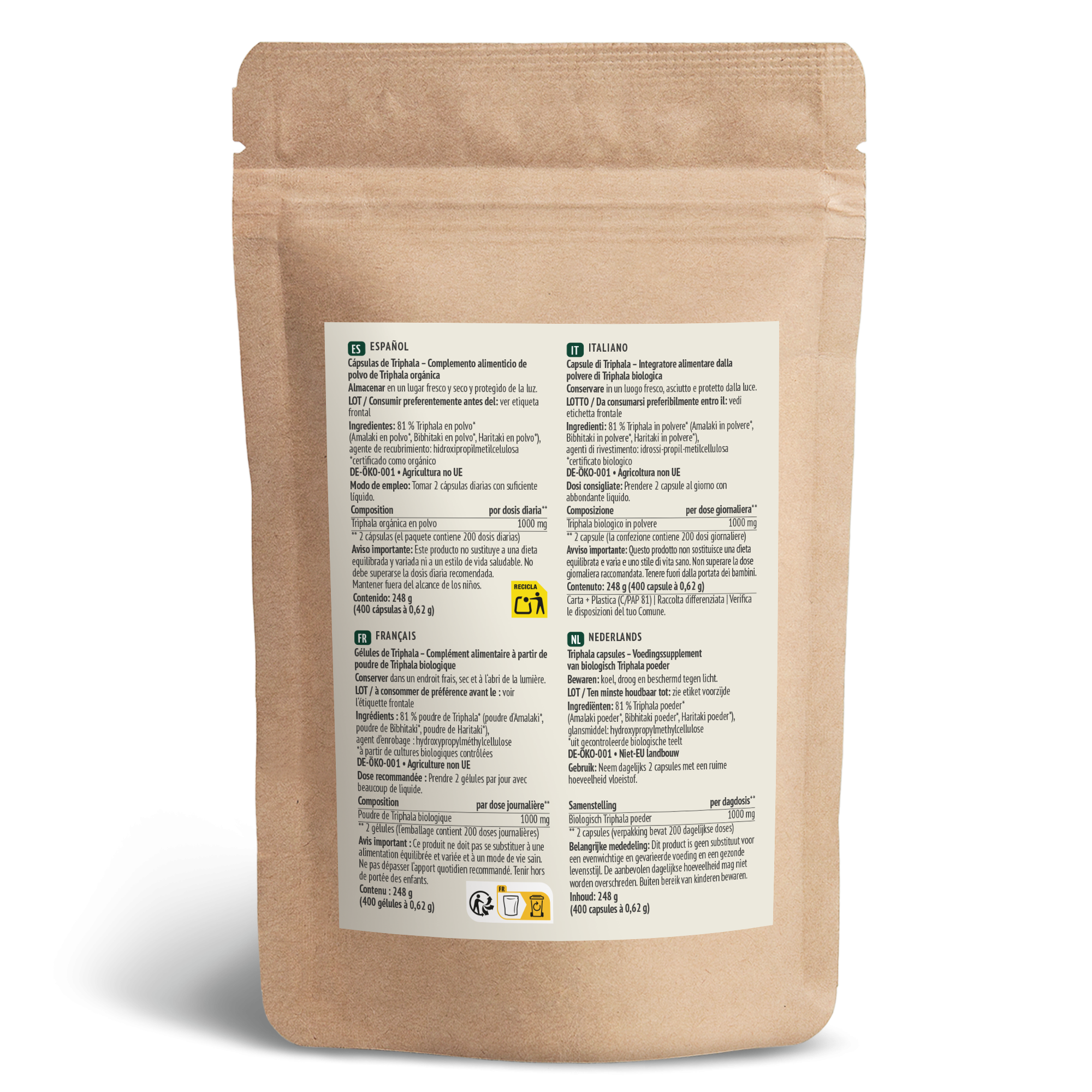 Triphala Kapseln Bio Nachfüllpack (400 Kapseln)