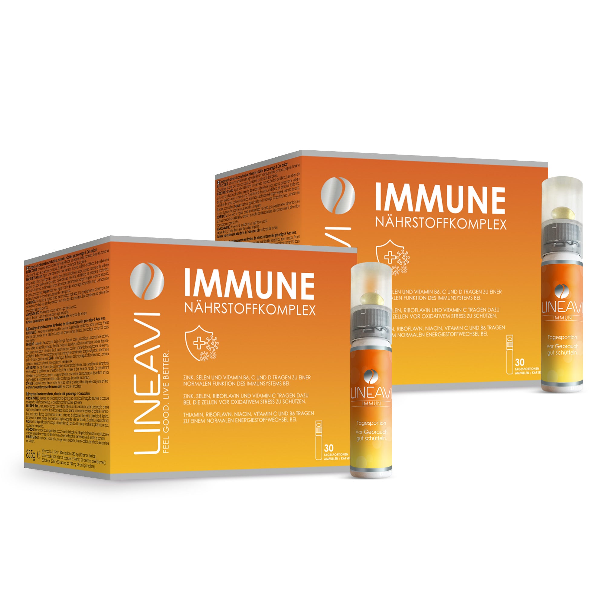 Immun 2-Monatspackung (2x30x25ml Trinkfläschchen + 2x30 Omega 3 Kapseln)