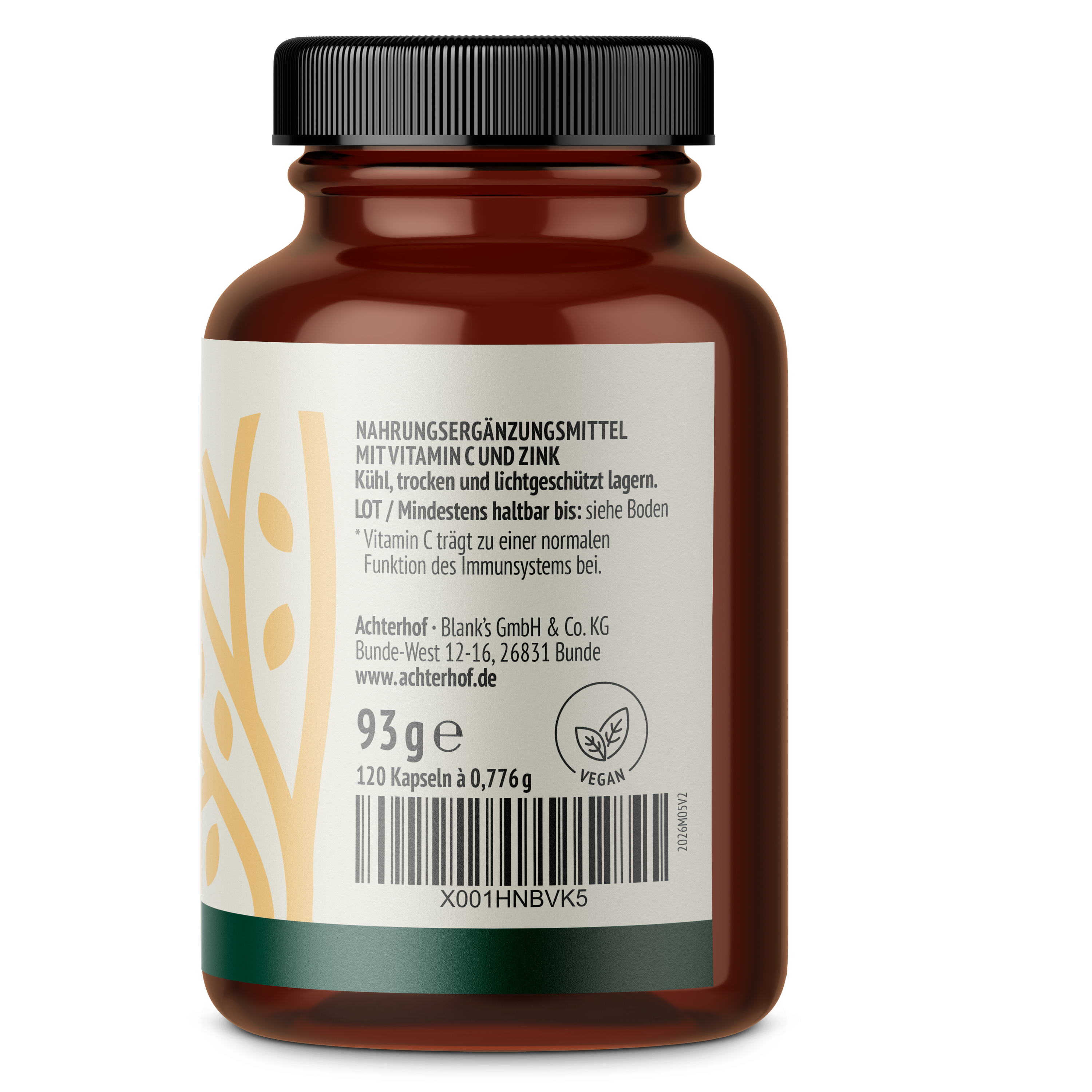 Vitamin C und Zink Kapseln (120 Kapseln)