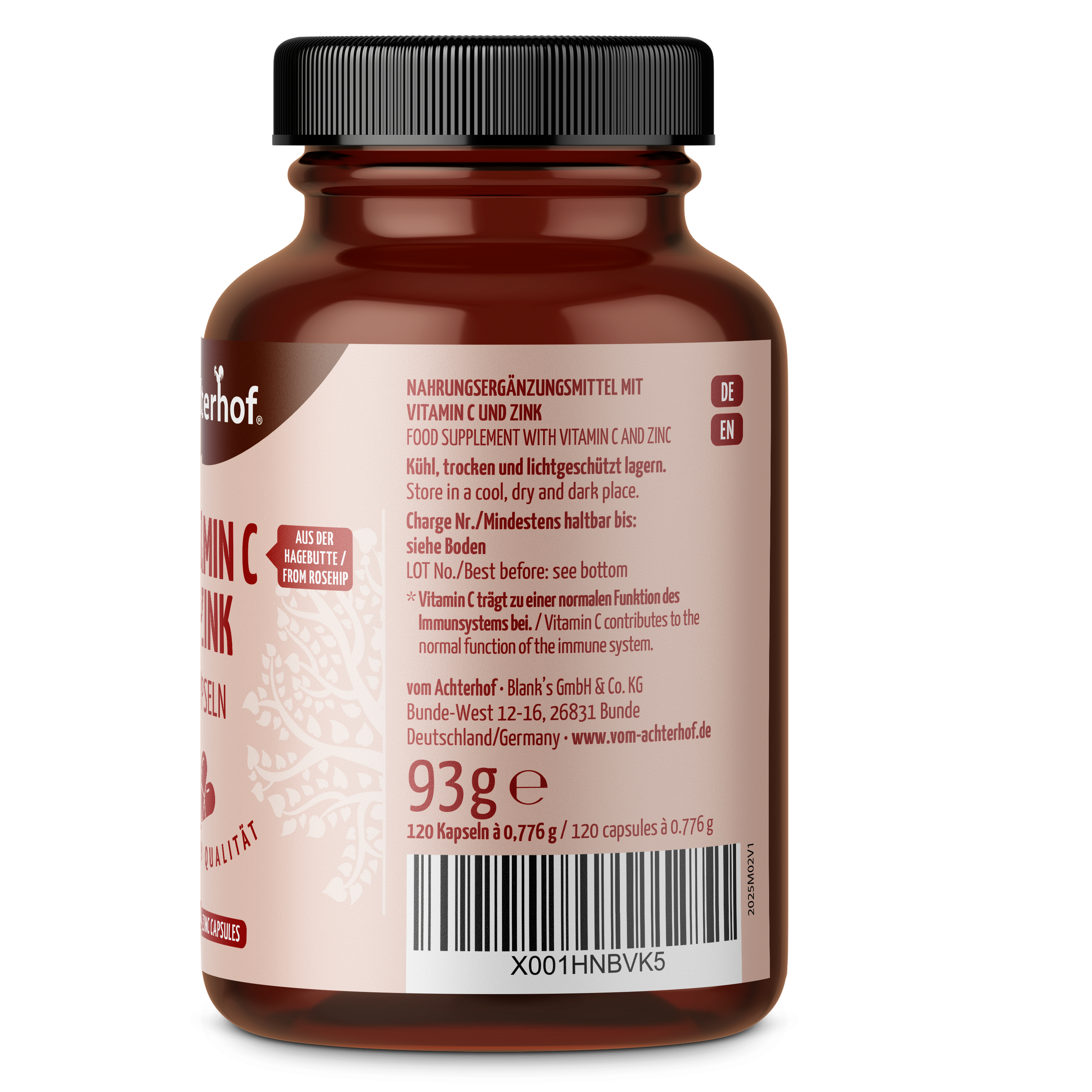 Vitamin C und Zink Kapseln (120 Kapseln)