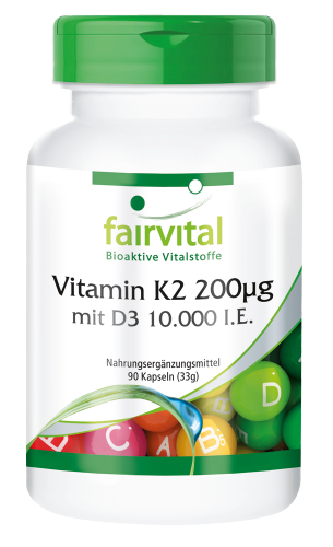 Vitamin K2 200µg mit D3 10000 I.E. (90 Kapseln)