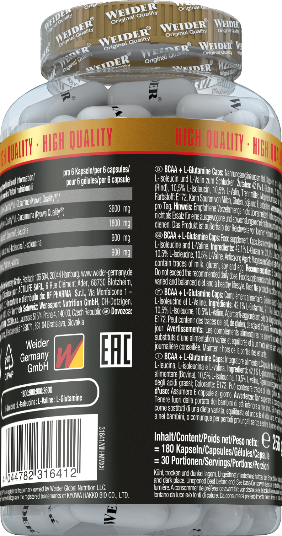 BCAA + L-Glutamine (180 Kapseln)