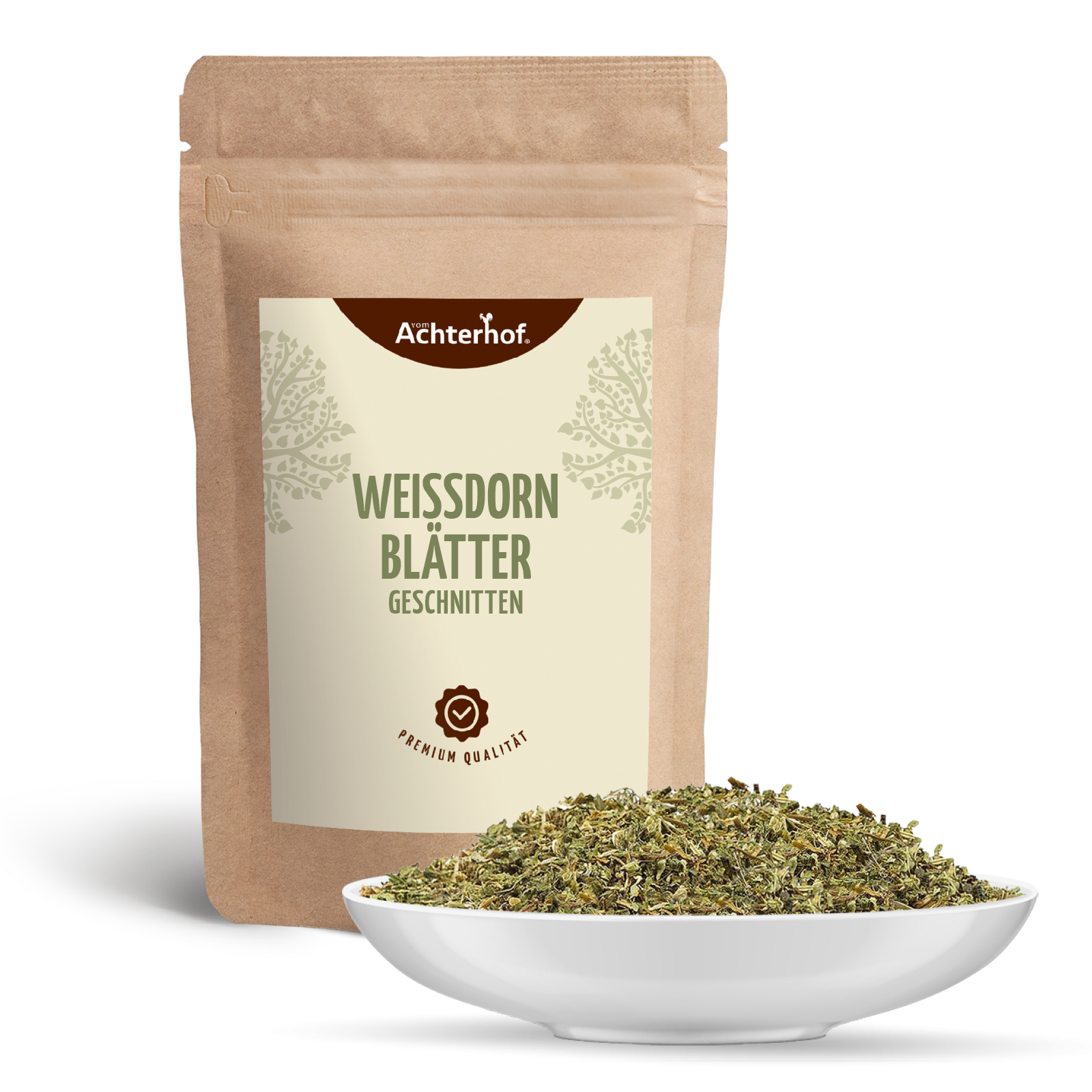 Weißdornblätter mit Blüten geschnitten (500g)